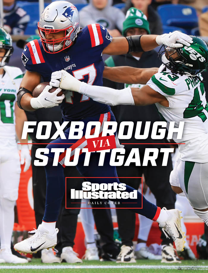 Patriots fullback Jakob Johnson on the SI Daily Cover